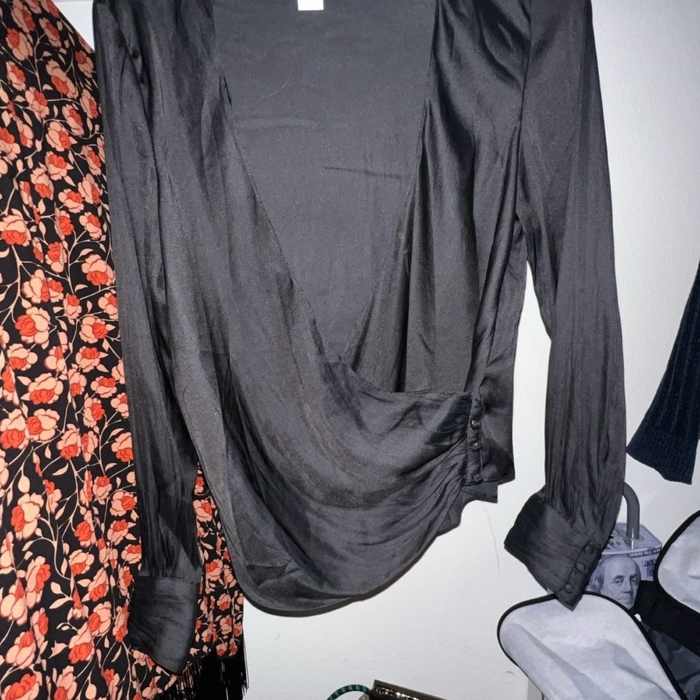 H&M Elegant Black Satin Blouse